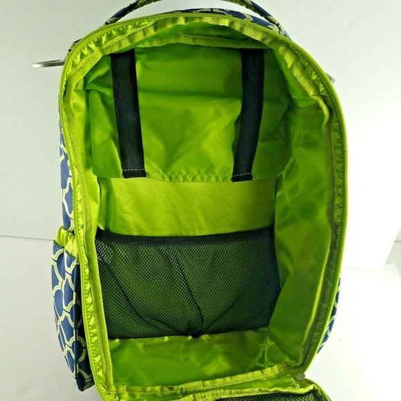 Ju Ju Be Diaper Bag Backpack Be Right Back Blue Green Multi Pocket Easy Carry - Picture 6 of 12